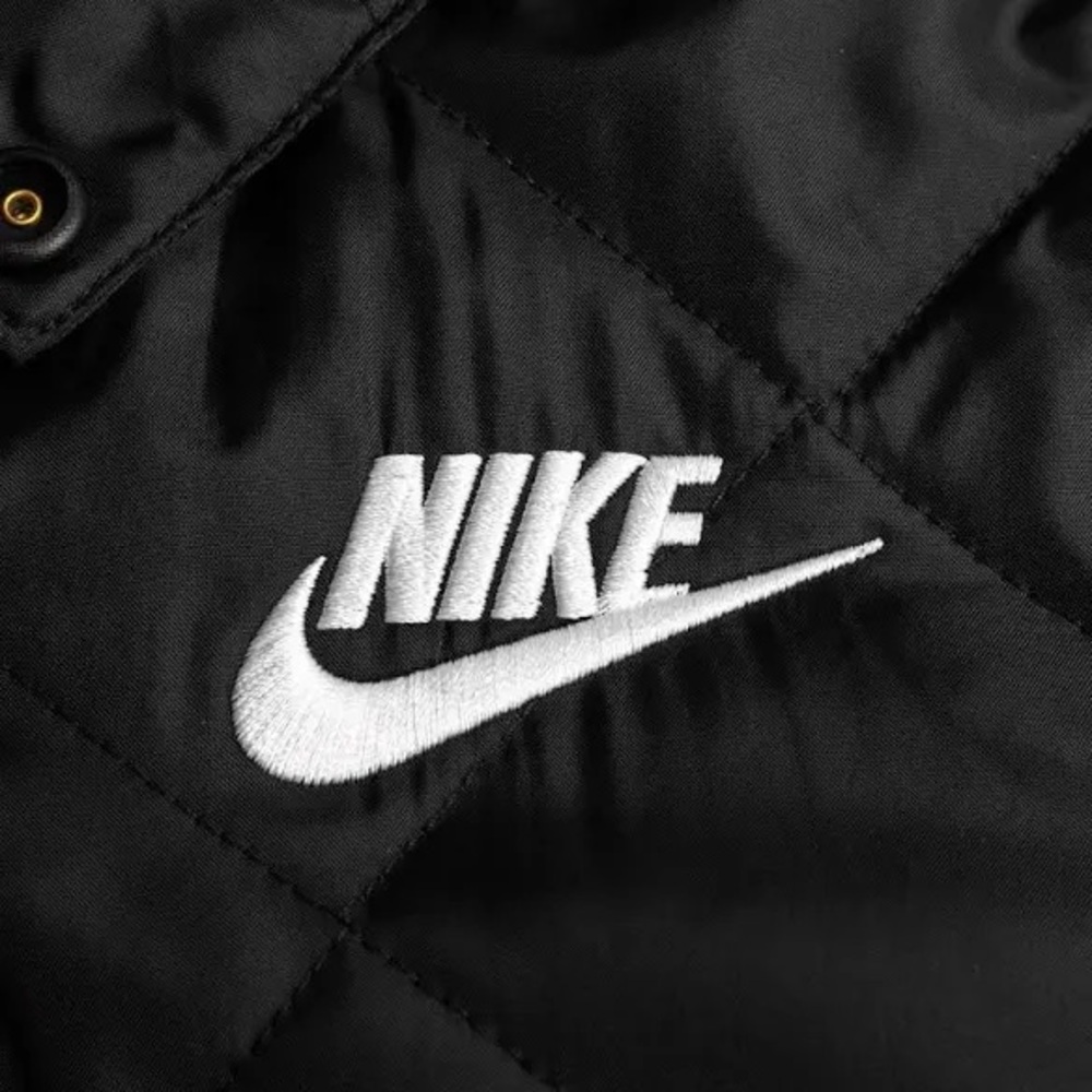 Youth Nike Black Quilted Jacket with White Logo - Picture 12 of 13